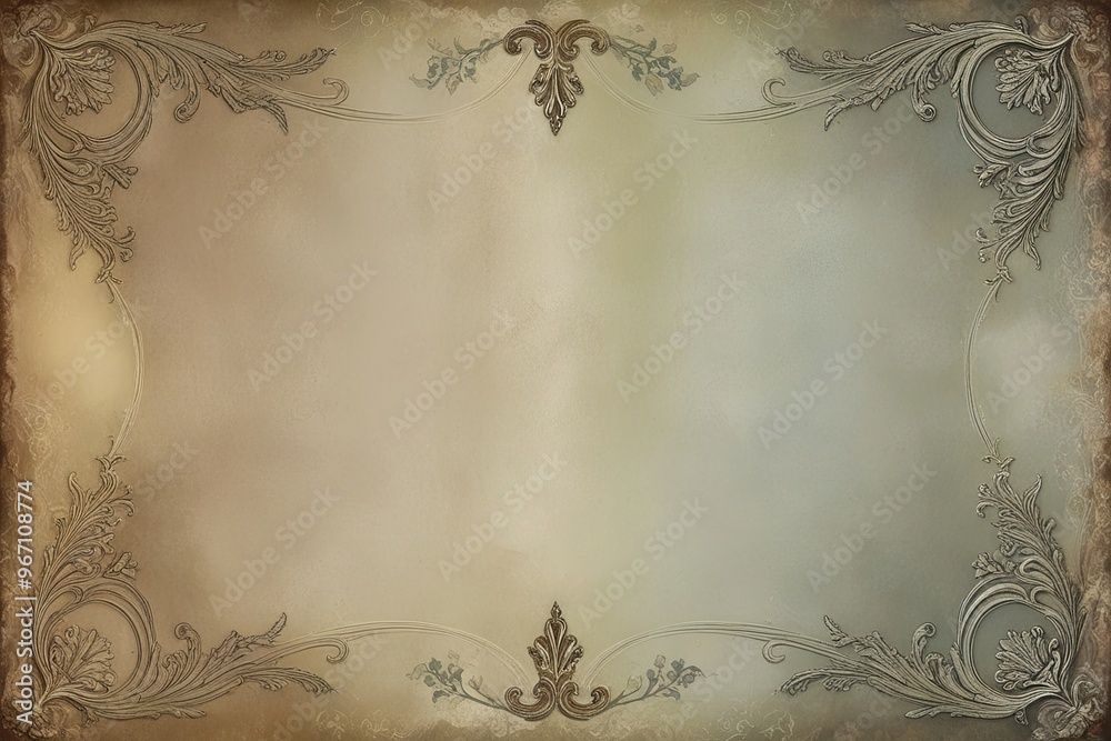 Obraz premium Antique Scroll Design with Fading Details and Intricate Vintage Borders