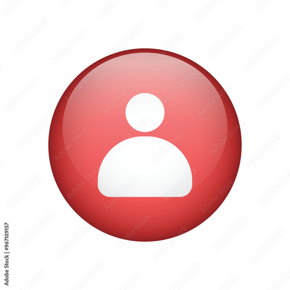 User account realistic button icon, user in circle vector User account realistic button icon, user in circle vector