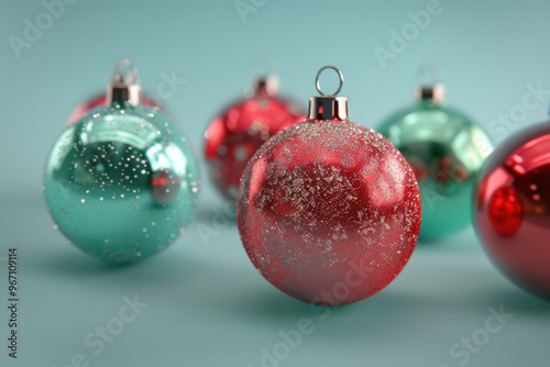 close up horizontal image of shiny christmas decorative balls