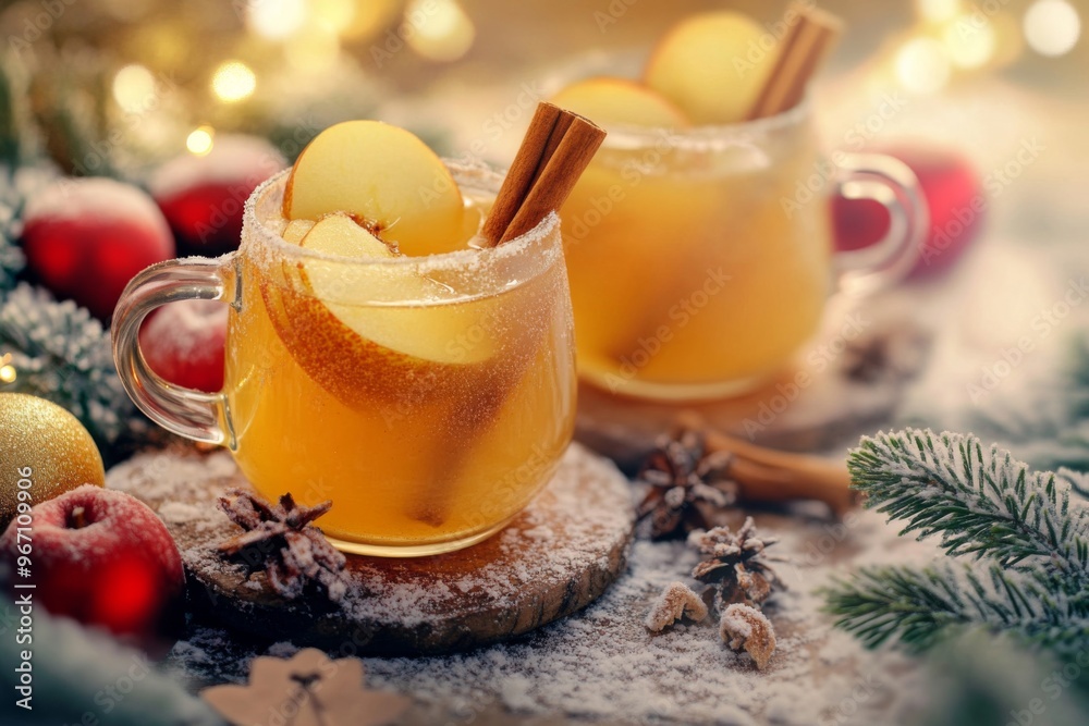 Warm Apple Cider with Cinnamon Sticks and Apple Slices Warm Apple Cider with Cinnamon Sticks and Apple Slices
