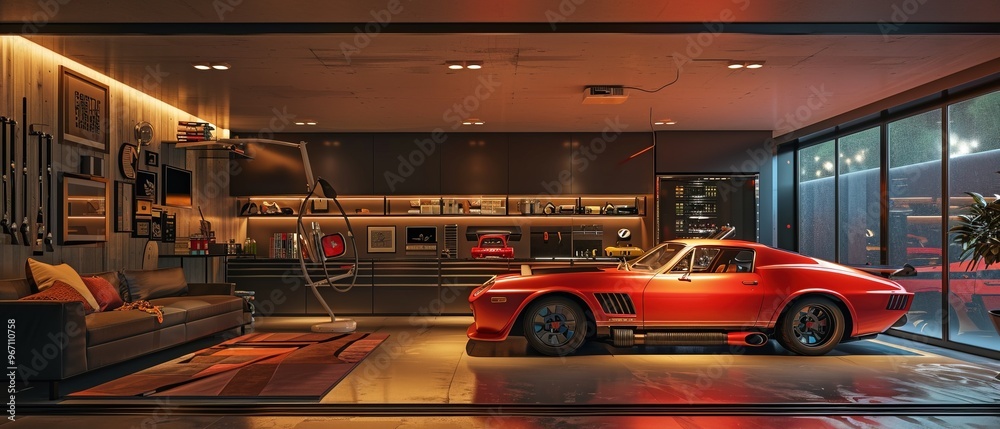 Fototapeta premium Modern garage car interior