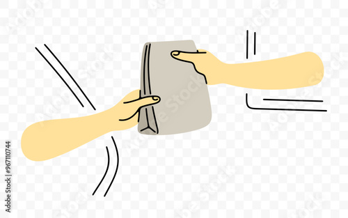 People getting fast food at drive-thru, graphic design. Food, meal, take-away and order, vector design and illustration