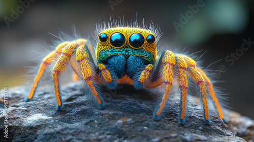 cute baby spiders on beautiful rocks photo