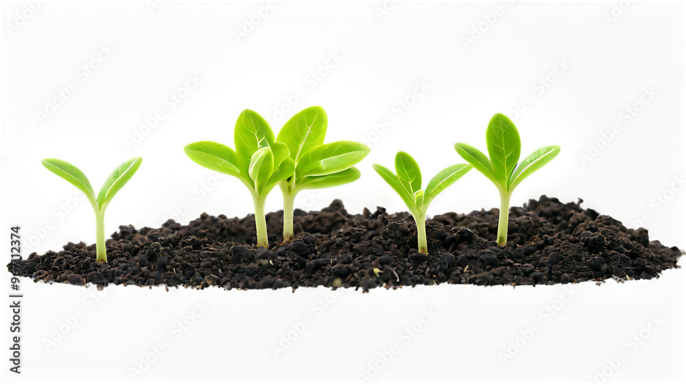 young plant sprout growing from soil isolated on white or transparent png background