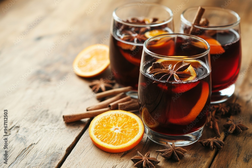 Mulled Wine with Orange Slices and Star Anise Mulled Wine with Orange Slices and Star Anise