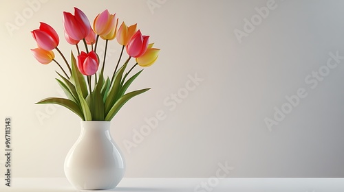 Red Tulips in a White Vase