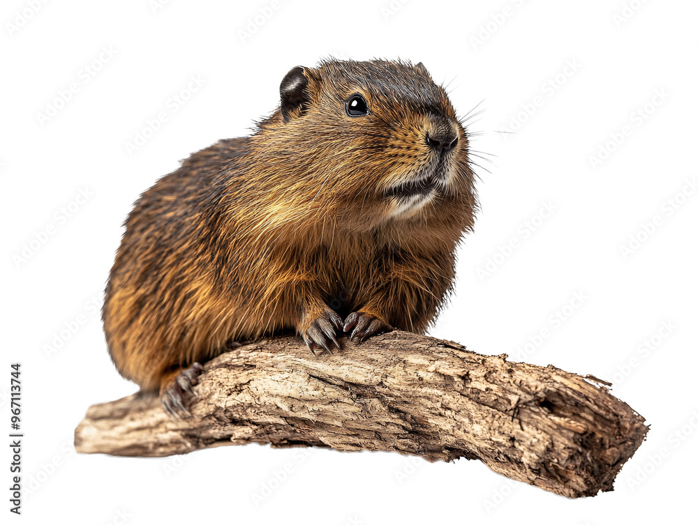 a small rodent on a piece of wood a small rodent on a piece of wood