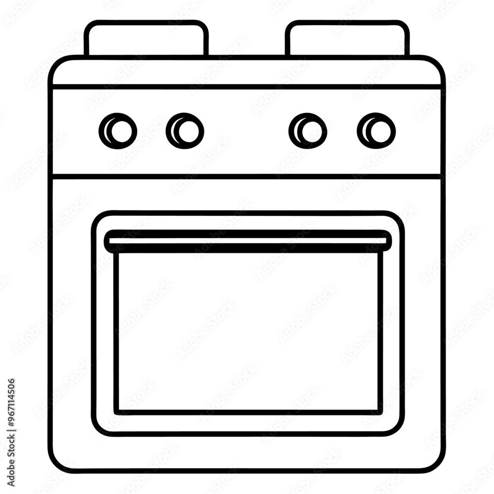 Obraz premium oven outline coloring book page line art illustration digital drawing