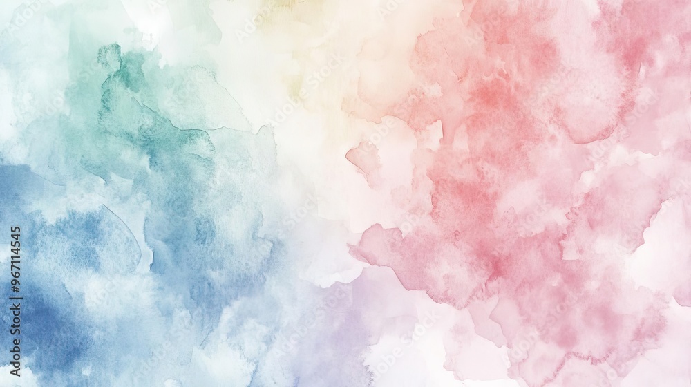 Fototapeta premium Vibrant watercolor abstract background showcasing soft hues of blue, green, pink, and yellow, perfect for creative projects.