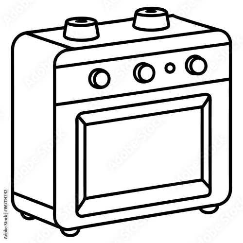 oven outline coloring book page line art illustration digital drawing