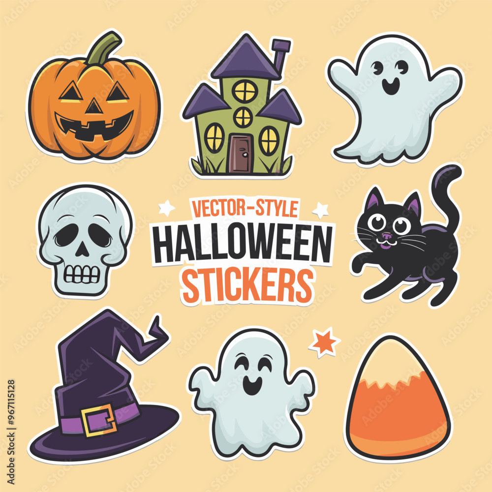Creepy & Cute Halloween Vector Sticker Collection Creepy & Cute Halloween Vector Sticker Collection