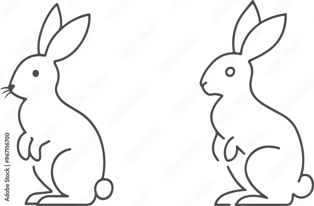 Victor's rabbit line art illustration on a white background Victor's rabbit line art illustration on a white background