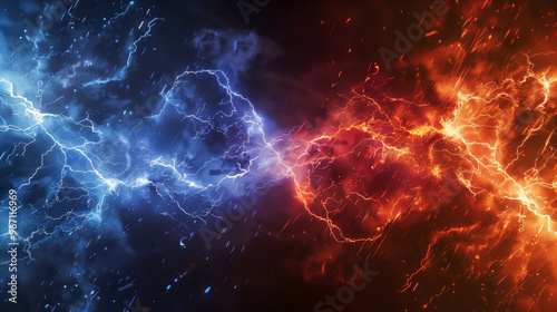 " 相対的な赤と青のエナジーのバックグラウンド."