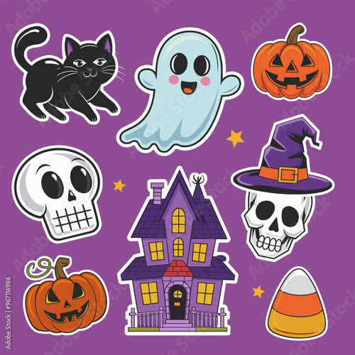 Creepy & Cute Halloween Vector Sticker Collection
