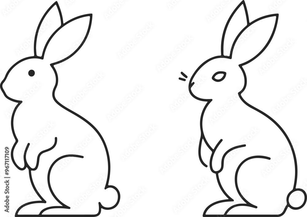 Victor's rabbit line art illustration on a white background Victor's rabbit line art illustration on a white background