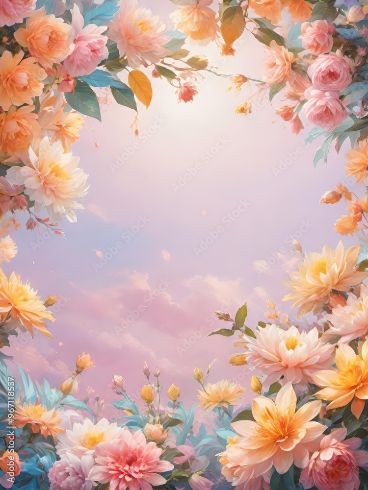 夢幻的な花と風景のファンタジーイラスト 夢幻的な花と風景のファンタジーイラスト