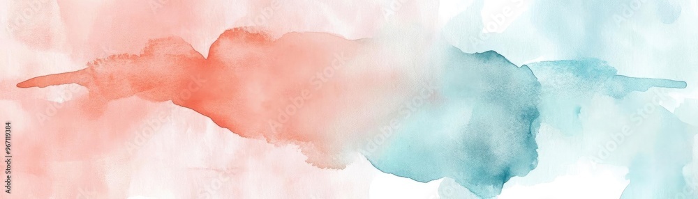 Fototapeta premium A beautiful watercolor blend of soft red and blue hues, creating a calming and artistic abstract background.