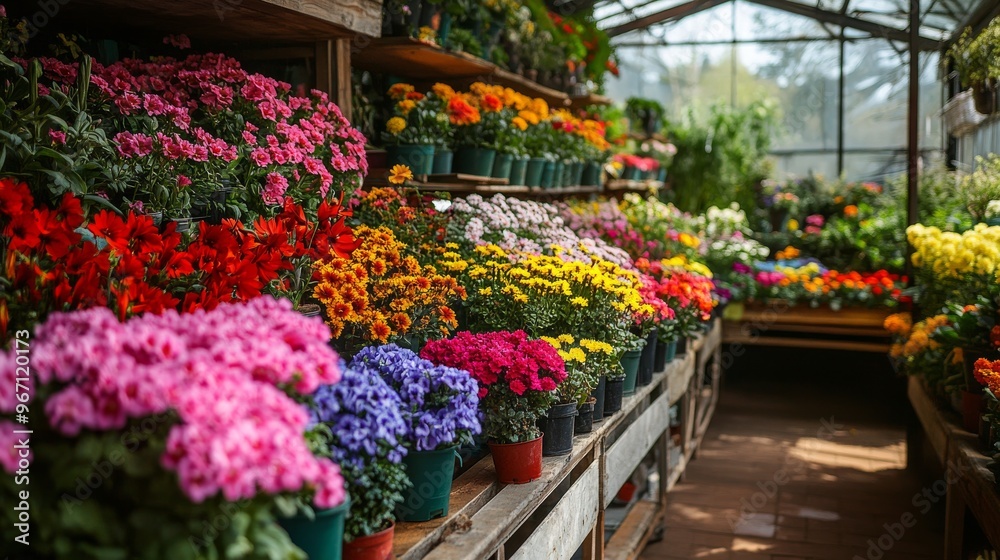 a greenhouse full of colorful vibrant flowers plants a greenhouse full of colorful vibrant flowers plants