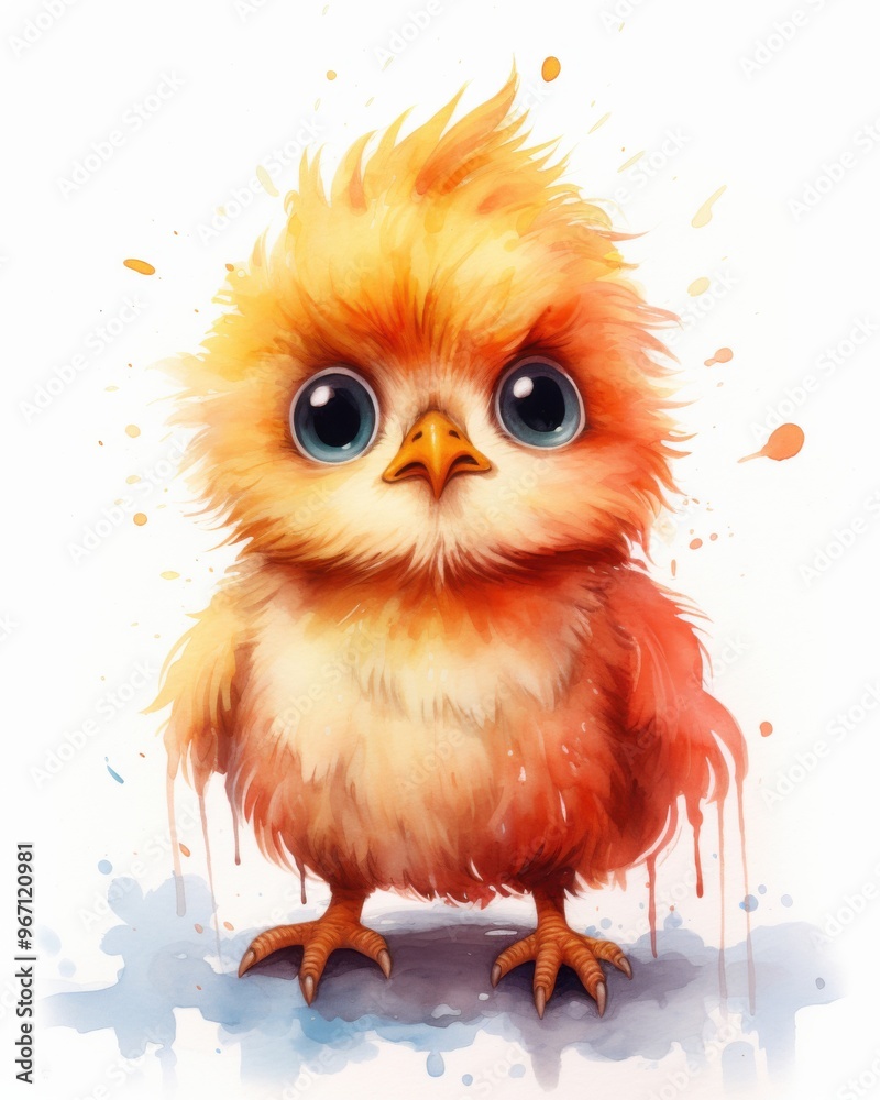Сhicken painted in watercolor style. Concept of farm animals and nature Сhicken painted in watercolor style. Concept of farm animals and nature