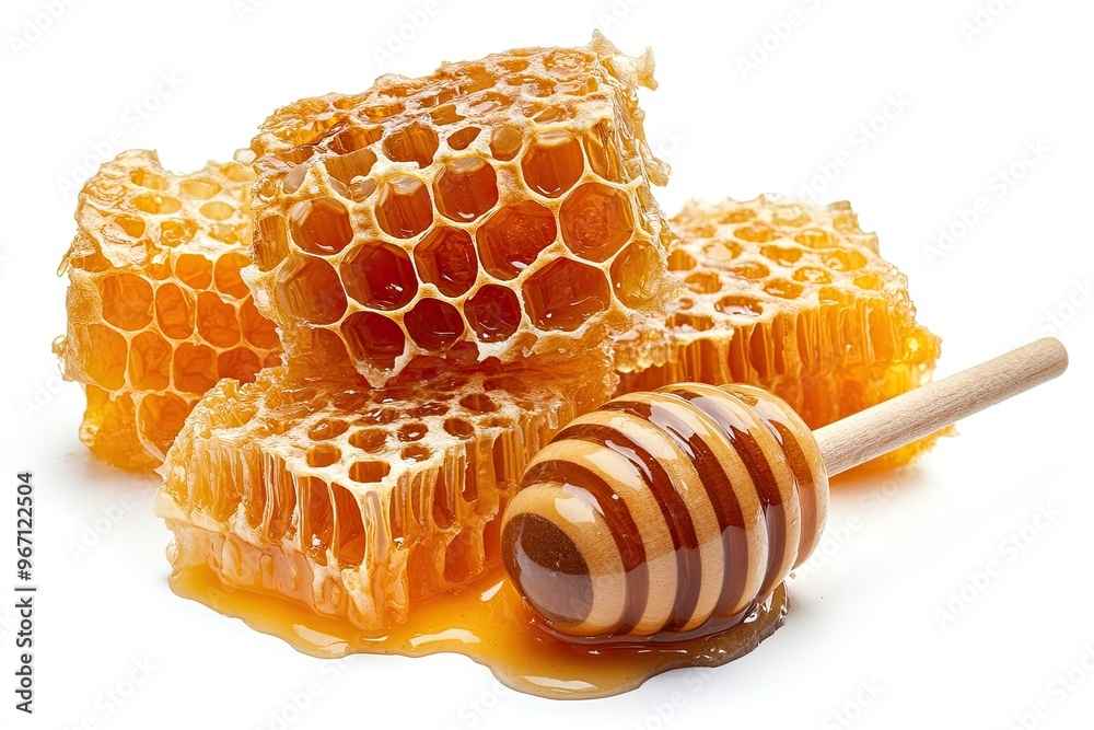 close-up of a honeycomb with rich, golden honey dripping from it close-up of a honeycomb with rich, golden honey dripping from it