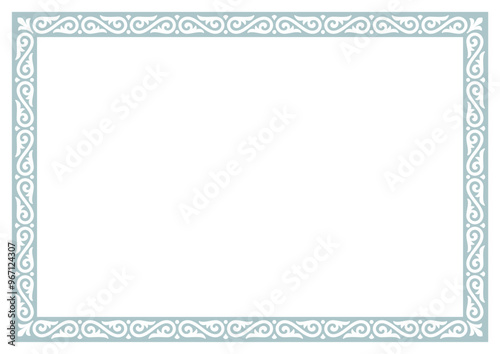 Vector elegant rectangle frame in oriental style with place for text. Isolated on white background