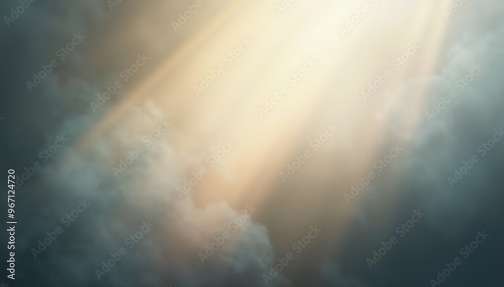 Fototapeta premium soft dreamy ambiance with glowing light beams through abstract smoky background