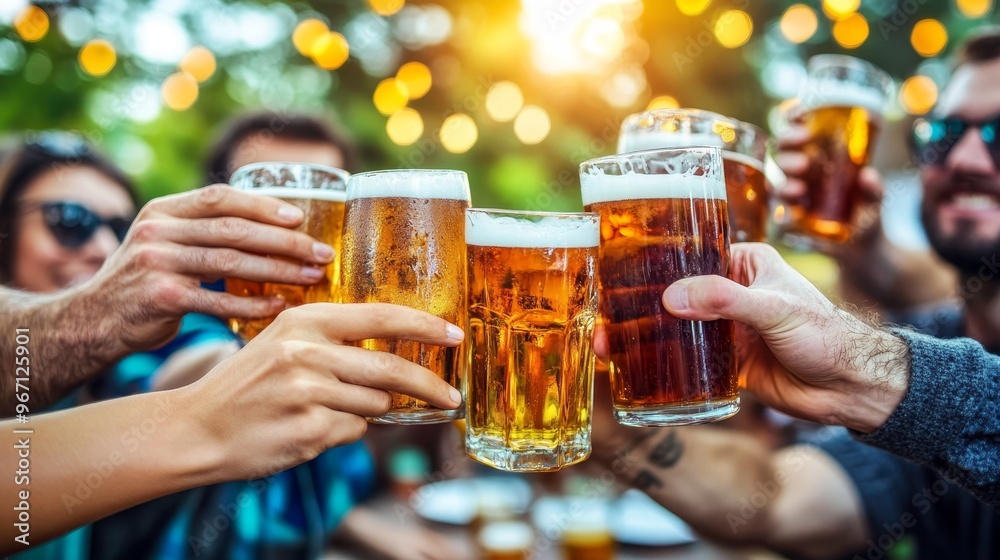 Cheers to Summer Nights Friends Toast Under Twinkling Lights, Celebrating Friendship and Good Times Cheers to Summer Nights Friends Toast Under Twinkling Lights, Celebrating Friendship and Good Times