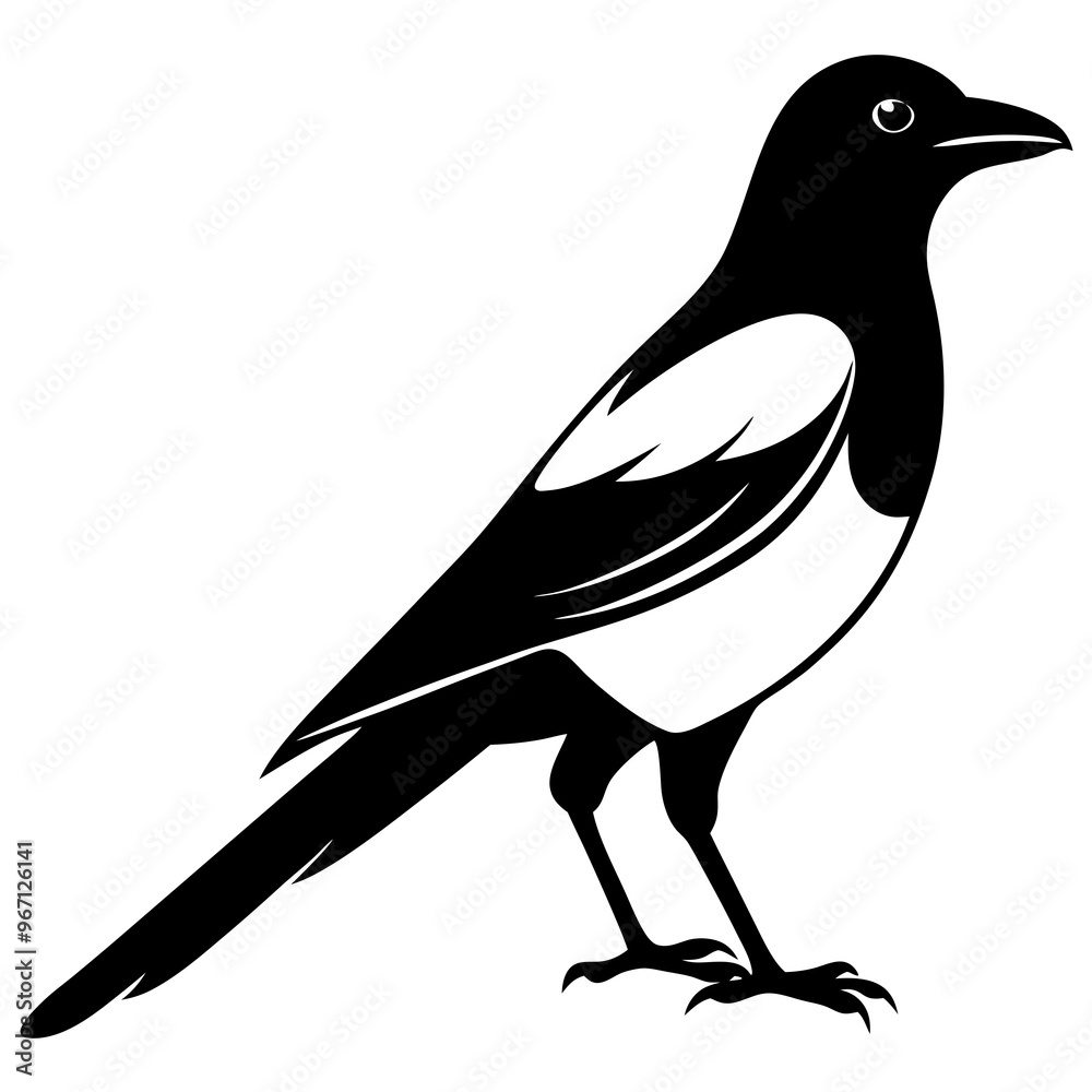 Magpie bird silhouette vector design on a white background Magpie bird silhouette vector design on a white background