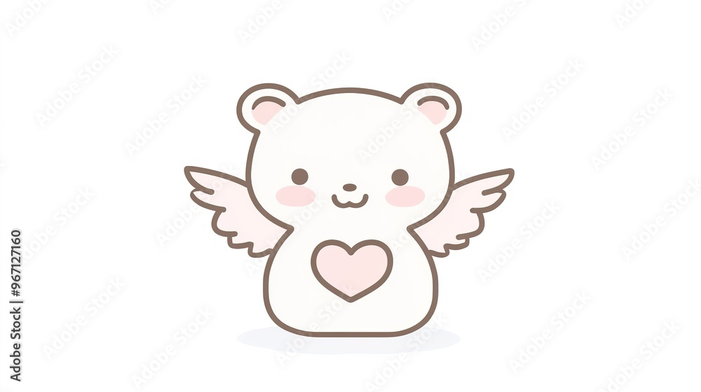 A charming and heartwarming logo featuring a cute bear with large, expressive wings and a big heart. The bear's adorable design, combined with the angelic wings and loving heart A charming and heartwarming logo featuring a cute bear with large, expressive wings and a big heart. The bear's adorable design, combined with the angelic wings and loving heart