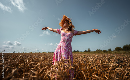 Joyful Expression in Wheat Field Embracing the Incredible Beauty of Nature Surrounding Us