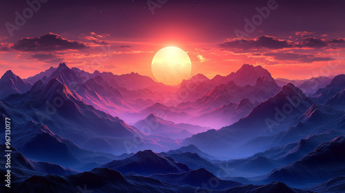 Serene Mountain View at Sunset