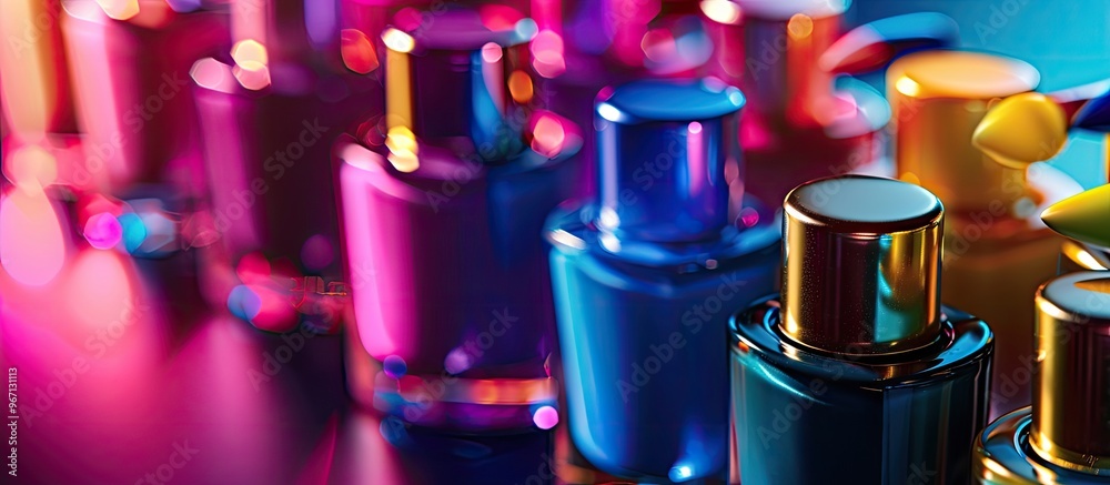 A beautiful background featuring an array of multicolored nail polishes with copy space image A beautiful background featuring an array of multicolored nail polishes with copy space image