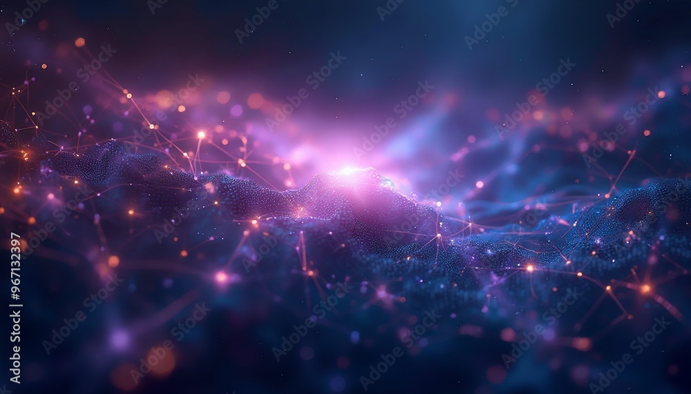 Fototapeta premium cosmic network of radiant threads with copy space