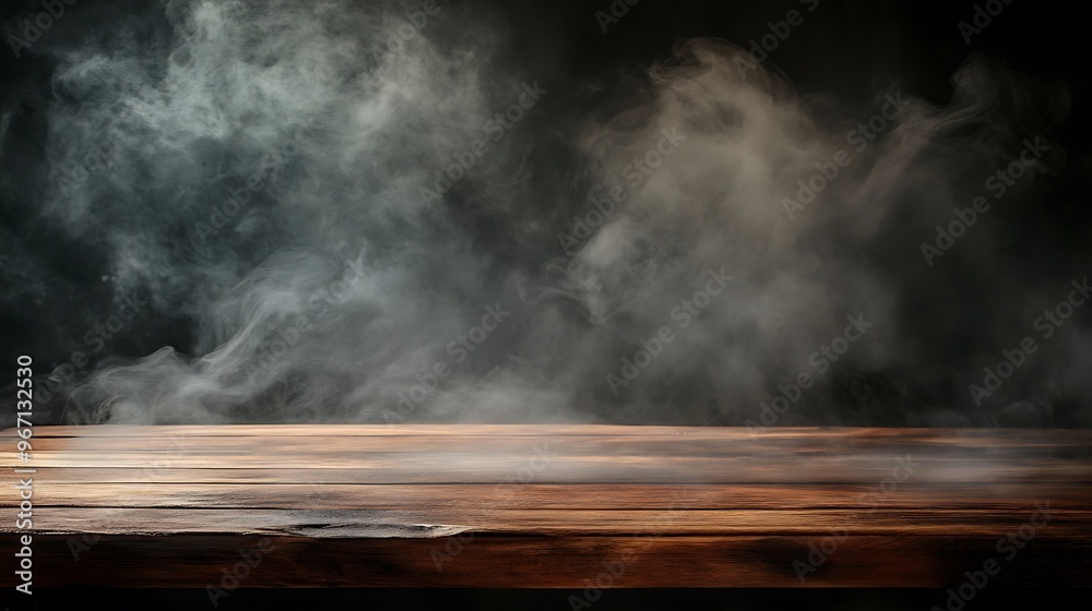 Dark Wooden Tabletop with Smoke Dark Wooden Tabletop with Smoke