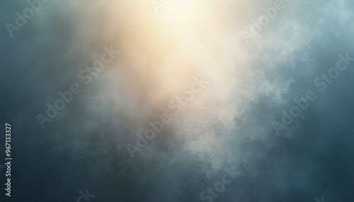 glowing beams through smoky background in muted blues and grays with ethereal effect