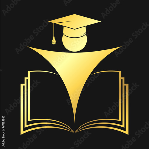 Silhouette of a student in an academic cap and an open book
