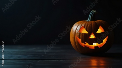 halloween pumpkin on black photo