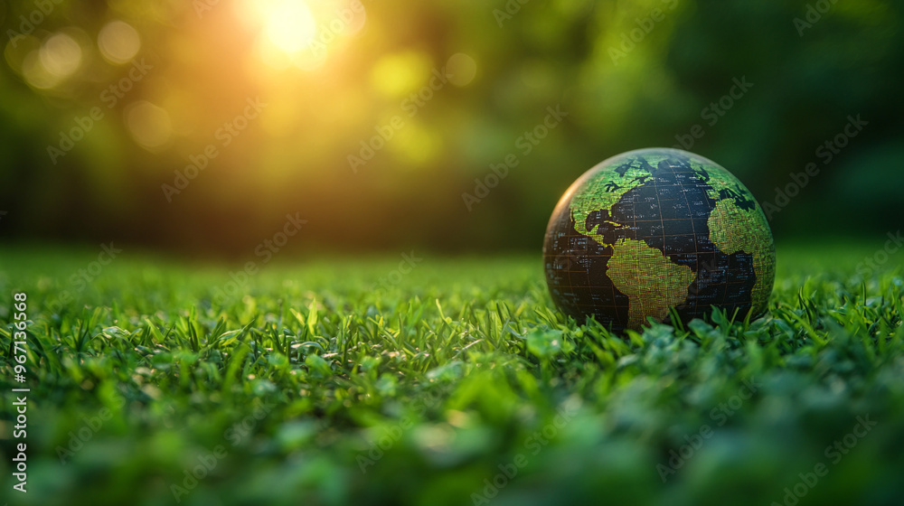 Concept Save the world save environment The world is in the grass of the green bokeh background Concept Save the world save environment The world is in the grass of the green bokeh background
