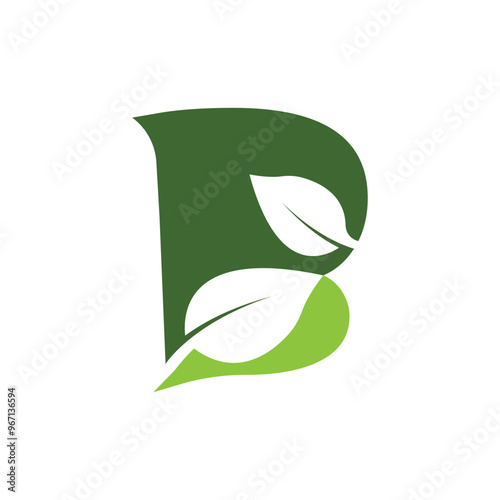 Letter Initial B Leaf Logo vector Design