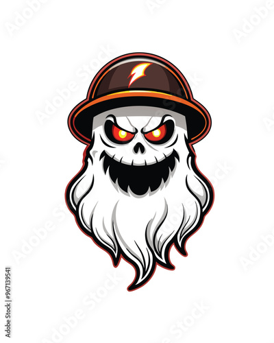 A mischievous ghost with a mischievous grin wearing a baseball cap.