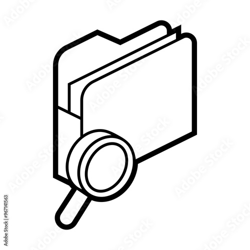 Folder search icon in isometry. Image for website, app, logo, UI design.