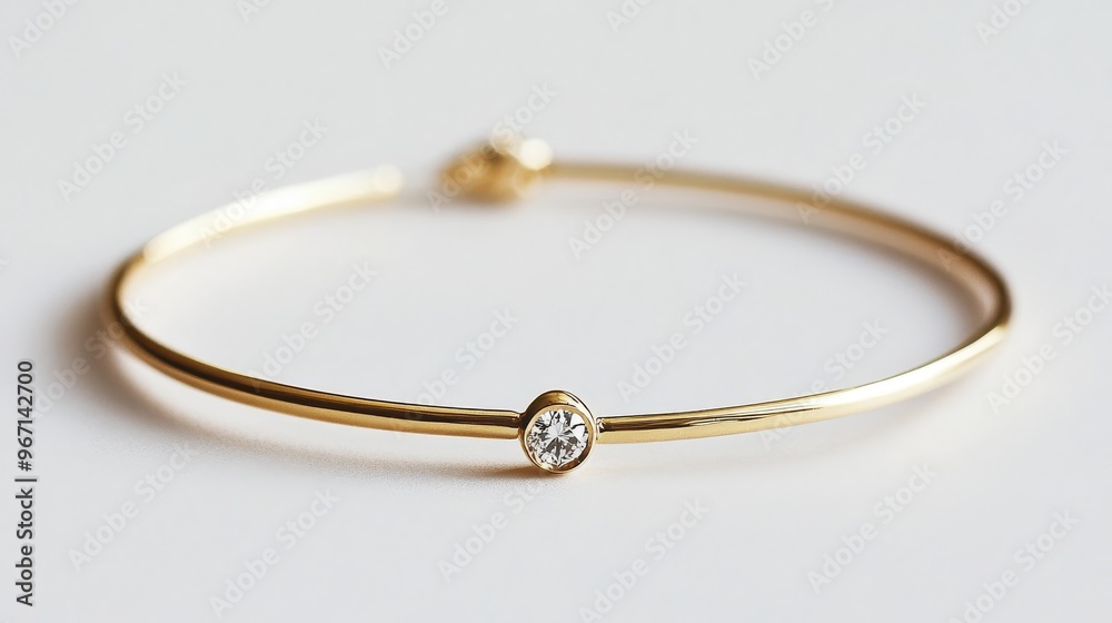 Gold Bracelet with Single Diamond Accent Gold Bracelet with Single Diamond Accent