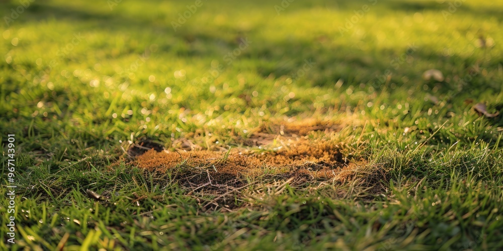 Unhealthy lawn with brown patch showing signs of Fusarium patch disease Microdochium nivale and in need of maintenance Unhealthy lawn with brown patch showing signs of Fusarium patch disease Microdochium nivale and in need of maintenance