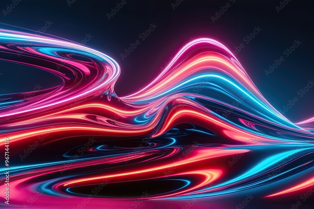 Vibrant Neon 3D Abstract Flowing Shapes with Dynamic Motion and Luminous Effects Vibrant Neon 3D Abstract Flowing Shapes with Dynamic Motion and Luminous Effects
