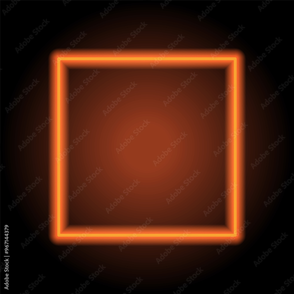 Stop, musical simple icon. Flat design. Orange neon on black background Stop, musical simple icon. Flat design. Orange neon on black background
