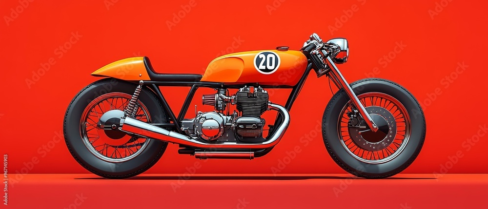 Fototapeta premium Striking Orange Motorcycle Display