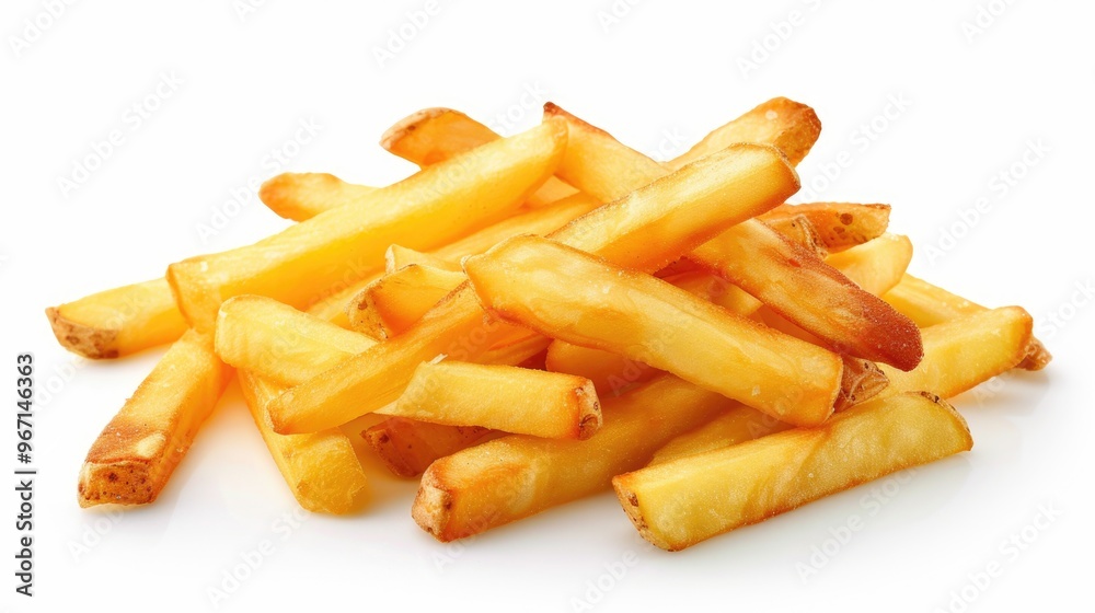 A pile of French fries on a white surface A pile of French fries on a white surface