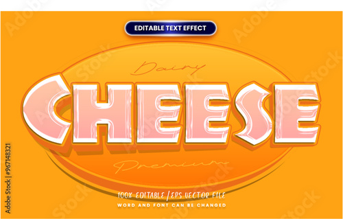 dairy cheese text effect - 3d cartoon editable text.