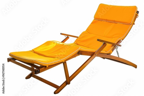 A person's lounge chair with a bag placed on it, likely containing personal belongings