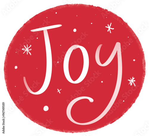 Red Ball Christmas Ornament with Joy Text Festive Holiday Decoration